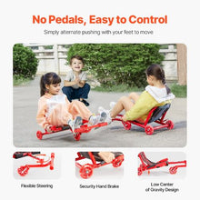 Kids Ride-On Drift Scooter, Zig-Zag Motion Powered 132 lb Capacity, Swing Steering, Indoor & Outdoor Toy for Ages 4+