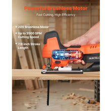 20V Brushless Cordless Jigsaw 3500 SPM 6 Blades LED Light 4 Orbital Settings 0–45° Bevel Cuts