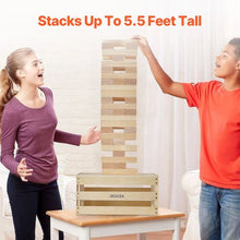 60-Block Giant Tumbling Timber Toy, Wooden Stacking Game with Storage Crate & Scoreboard, Indoor/Outdoor Fun