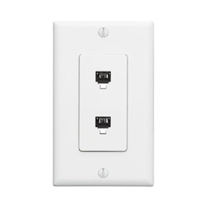 6P4C + 6P4C Decora Telephone Wall Jack White 40144-W