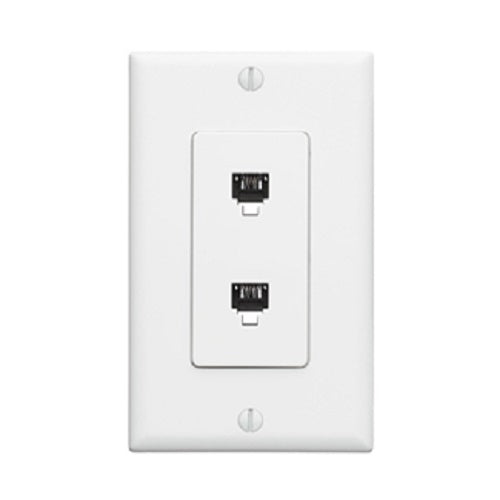 6P4C + 6P4C Decora Telephone Wall Jack White 40144-W
