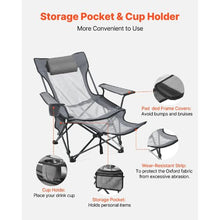 Reclining Camping Chair – 4 Position Folding Lounger with Headrest & Footrest (Gray)