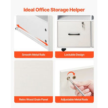 2-Drawer Wooden File Cabinet Rolling Storage with Open Shelves & Lockable Printer Stand