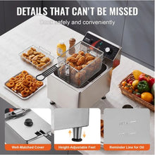 Commercial Deep Fryer 1750W Electric Countertop Fryer 12Qt/11.5L Stainless Steel with Basket & Temp Control