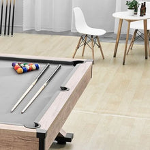 7ft 3-in-1 Pool Dining Tennis Table – Wood Finish Grey Cloth for Family Game Room Kids Adults