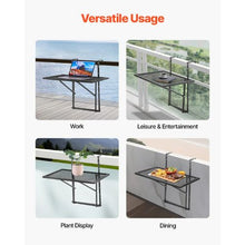 "19x24 Inch Folding Balcony Railing Table – Metal Outdoor Bar Table 5-Level Adjustable Fits 1" to 4.7" Railings