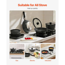 17 Piece Granite Nonstick Cookware Set Induction Cookwares and Cooking Sets for Kitchen (Black)