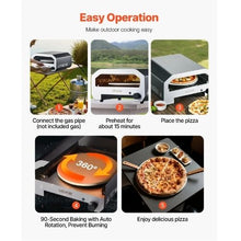 Outdoor Pizza Oven 16" Propane Gas Pizza Maker with Electric Rotation Pizza Stone & Carry Bag (Black)
