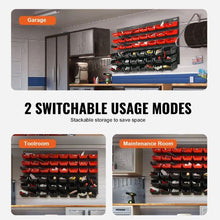 48-Bin Wall Mounted Storage Bins Garage Parts Organizer with Wall Panels (Black & Red)
