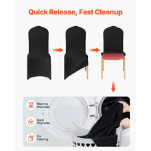 100PCS Stretch Spandex Chair Covers Flat-Front Polyester Slipcovers for Wedding Banquet & Dining Chairs (Black)