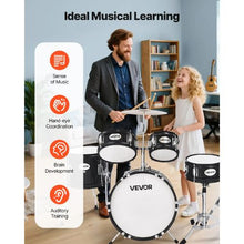 Kids 5-Piece Junior Drum Set, 14″ Beginner Kit with Throne & Cymbal (Black)