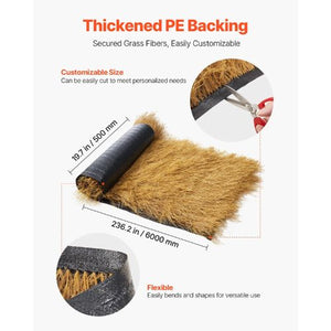 19-20 X 236.4 Inch  Mexican Style Tiki Hut Bar Grass Skirt Roof and Artificial Thatch Roofing D1-50600
