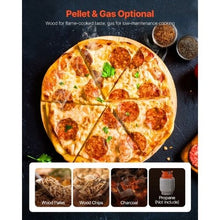 Dual Fuel Outdoor Pizza Oven 12" Wood & Propane Gas Electric Rotation Thermometer (Black)
