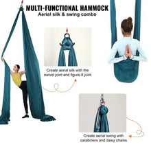 Aerial Yoga Hammock Swing 5.5 Yards 100 GSM Nylon Fabric Kit with Rigging Hardware (Green)
