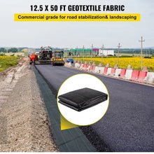 12.5 x 50' Ft Black Geotextile Fabric 3.5oz Woven PP Driveway Drain Cloth with 600lbs TGB-6522
