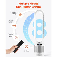Bladeless Tower Fan, 15.4ft/s Velocity, 80° Oscillation, 8 Speeds, H13 HEPA Filtration, Remote Control & Air Purification Mode