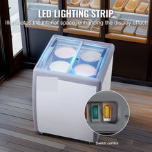 5.6 cu.ft Commercial Ice Cream Display Case 2 Sliding Glass Doors Locking Casters White