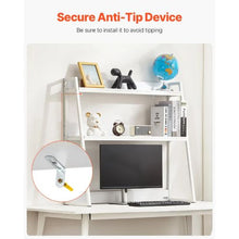 2-Tier Desktop Bookshelf Organizer White 37.4" Storage Rack (White)