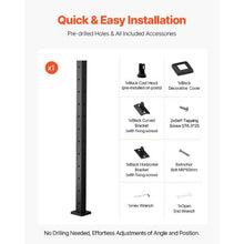 42" Corner Railing Post Black Stainless Steel 1-Pack Pre-Drilled L Holes