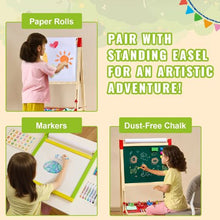 2-in-1 Wooden Art Easel for Kids Double-Sided Whiteboard & Chalkboard Adjustable Foldable Drawing Board with Accessories