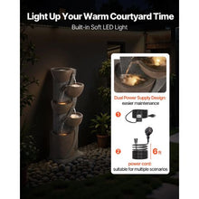 49.61" 5-Tier Outdoor Jar Water Fountain – Cascading Floor Standing Fountain with LED Light & Pump for Garden Patio & Home