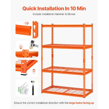 4-Tier Heavy Duty Garage Storage Shelves 2400 lbs Capacity Adjustable Metal Shelving Unit 20" D x 40" W x 60" H (Orange)