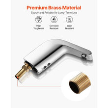 9/16" Touchless Motion Sensor Bathroom Faucet Cold-Water Single-Hole Tap Battery-Operated Chrome Plated Silver