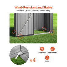 5 x 3 FT Metal Garden Shed Lockable Door 2 Louver Vents Sloped Roof Outdoor Storage (Gray)