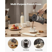 34 oz Borosilicate Glass French Press Coffee Maker (Silver)