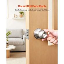 Keyed Entry Door Knob, Satin Nickel Round Ball Locking Door Knob with Thumb Turn, All-Metal Design 587ET-SS-1PK