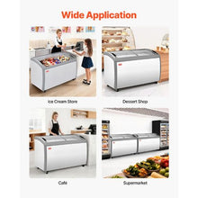 Commercial Ice Cream Display Case 12.8 Cu. Ft. -19 to 3°F 4 Baskets 2 Glass Doors