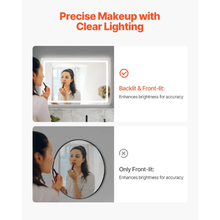 32" x 48" LED Bathroom Mirror with Anti-Fog Frontlit & Backlit Dimmable 3-Color Temperature Wall Mounted
