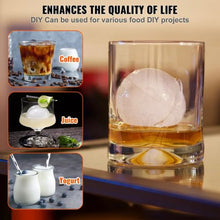 Ice Ball Press Kit, 2.4-Inch Aluminum Ice Maker with Mold Mat Tongs Drip Tray & Glass