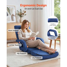 5-Position Adjustable Folding Floor Chair with Armrests & Back Support (Dark Blue)