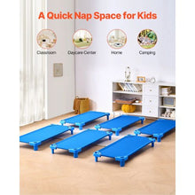 52" x 23" Blue Stackable Toddler Nap Cots with Portable Daycare Beds for Preschool & Kids (Pack of 6)