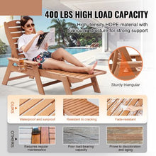HDPE Chaise Lounge Chair 6-Position Adjustable Patio Lounge Chair with Cup Holder 400 lbs Capacity (Brown)