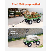 680 LBS Steel Garden Cart Heavy-Duty Utility Wagon with 10" Tires & Removable Mesh Sides