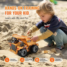 1:18 RC Dump Truck – 9-Channel Remote Control Vehicle with Metal Cabin & Lights, 2 Batteries, for Kids 8+