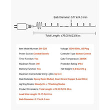 LED Christmas String Lights Waterproof for Tree Yard Patio Decoration Outdoor with 8 Modes