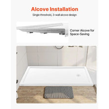 60 x 36 Inch Shower Base Single Threshold Acrylic Shower Pan Right Drain (White)