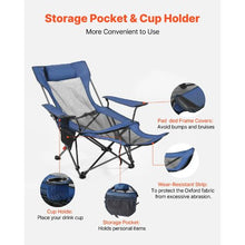 Reclining Camping Chair – 4 Position Folding Mesh Lounger with Headrest & Footrest (Blue)