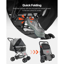 44 lbs Pet Stroller Foldable 4 Wheels Dog Stroller with Brake up to Travel Camp GS303