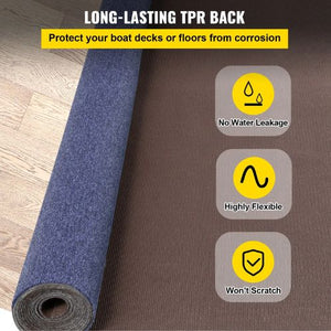 18' Ft Deep Blue Marine Carpet Garage Outdoor Area Rug Runner Anti-Slide Porch Rug Marine Grade Carpet