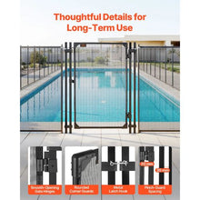 Pool Fence Gate 4 x 2.5 FT Child Safety Gate for Inground Pools 352GSM Teslin PVC Mesh Metal Latch (Black)