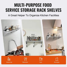 18 X 72 In Stainless Steel Shelf Wall Mounted Floating Shelving with Brackets for Kitchen WMS1872