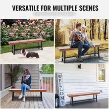 63-Inch Wood Garden Bench with Metal Legs 500 lbs Capacity – Perfect for Outdoors Garden Park Patio Yard and Front Porch