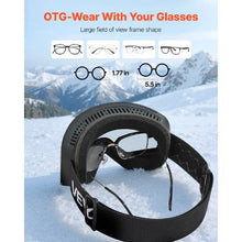 Frameless Magnetic Ski Goggles with Silver Mirror Lens, OTG Anti-Fog Snow Goggles for Men & Women