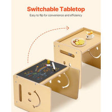 Montessori 3-in-1 Toddler Table & Chair Set with Chalkboard Adjustable Height Natural