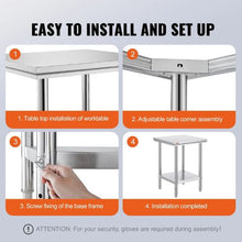 24 X 24 In Stainless Steel  Work Food Prep Table for Kitchen GZT60-6080