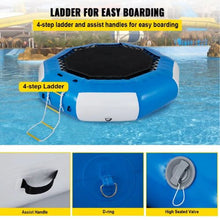 13FT Inflatable Water Trampoline Round Bouncer with Escalator Blue & White